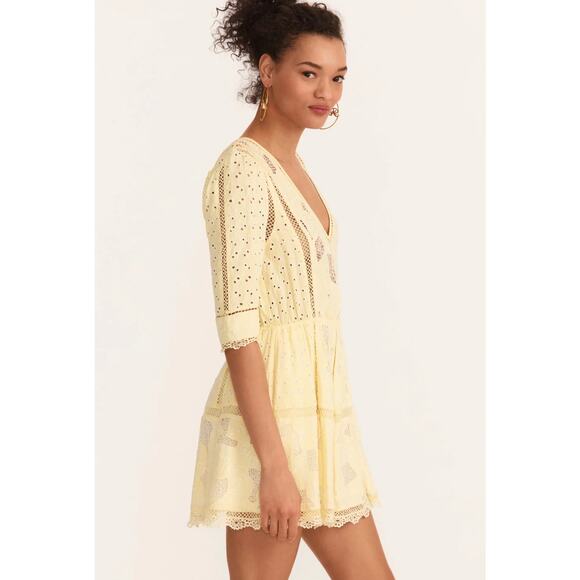 LoveShackFancy Jobelle Mini Dress Lemon Sun size Small NWT - Picture 5 of 8